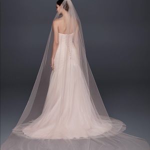 Blush pink cathedral veil. 1 tier